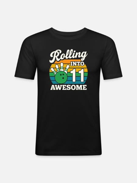 Retro 11 Bowling Celebration Tee - Men's Slim Fit T-Shirt - black