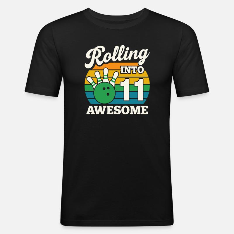 Retro 11 Bowling Celebration Tee - Men's Slim Fit T-Shirt - black