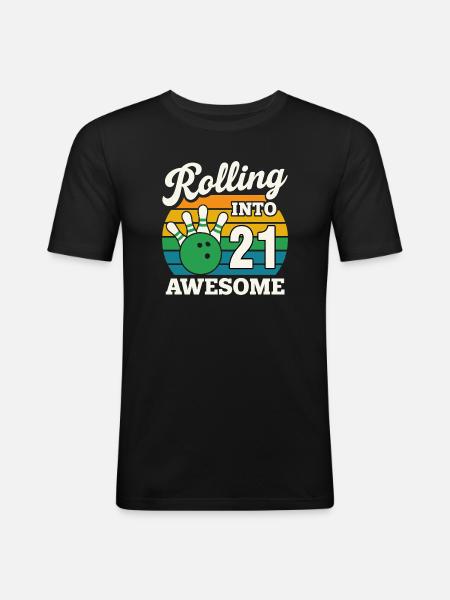 Bowling Snake Year 2021 T-Shirt Design - Men's Slim Fit T-Shirt - black