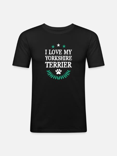 J’adore mon Yorkshire Terrier - T-shirt près du corps Homme - noir