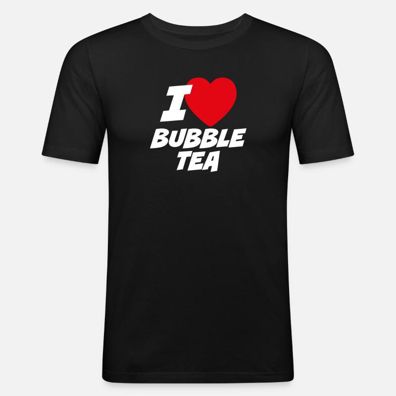 Ich liebe Bubble Tea - Männer Slim Fit T-Shirt - Schwarz