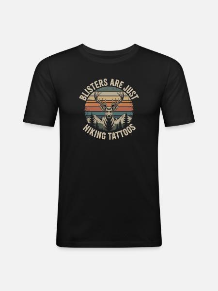 Retro Mountains Funny Saying Hiking Gift - Men's Slim Fit T-Shirt - black