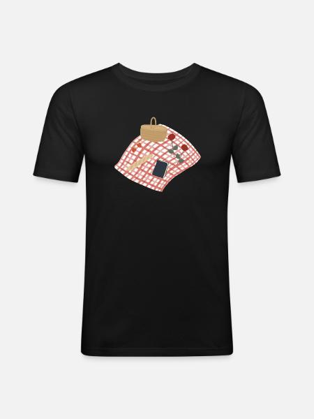 Rustikale Picknickszene Illustration - Männer Slim Fit T-Shirt - Schwarz