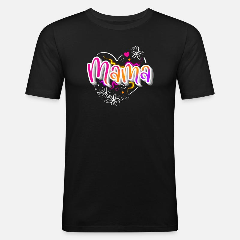 Mama - Männer Slim Fit T-Shirt - Schwarz