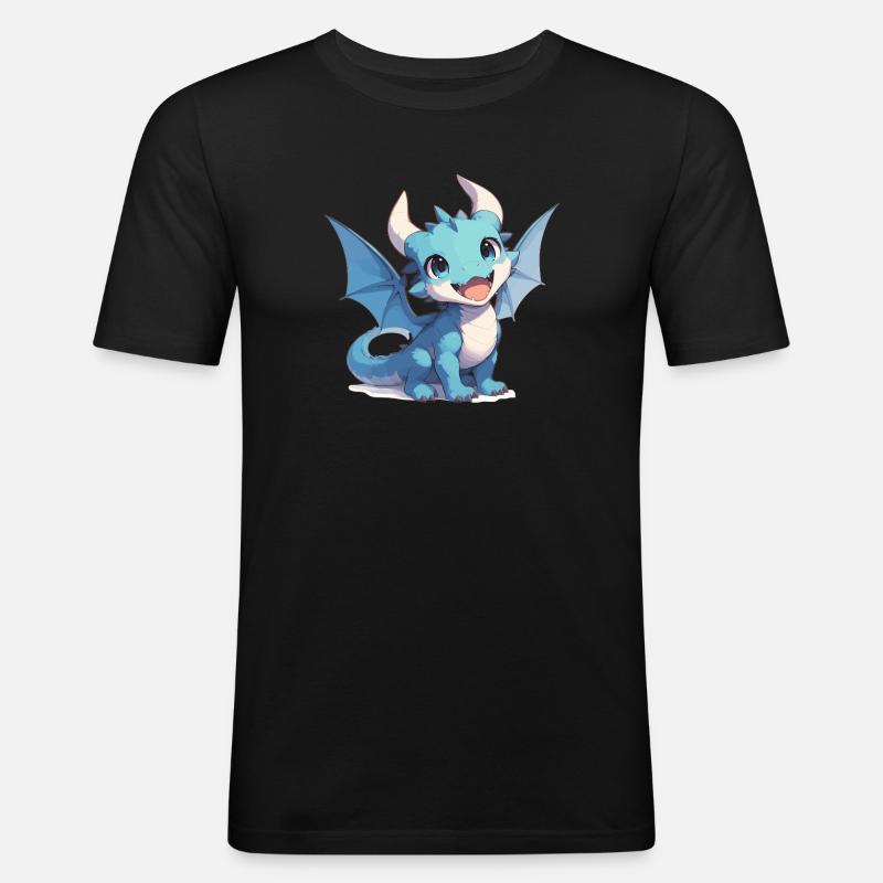 Drachen Drache - Männer Slim Fit T-Shirt - Schwarz