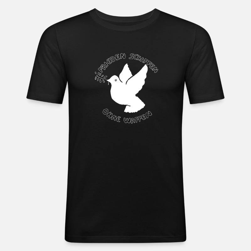Frieden Schaffen: Friedenshoffnung auf Taube - Männer Slim Fit T-Shirt - Schwarz