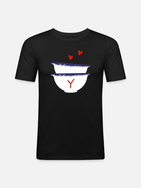 Breton Letter and Bowls - Men's Slim Fit T-Shirt - black