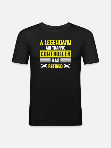 Luftverkehrs-Controller Ruhestand Humor - Männer Slim Fit T-Shirt - Schwarz