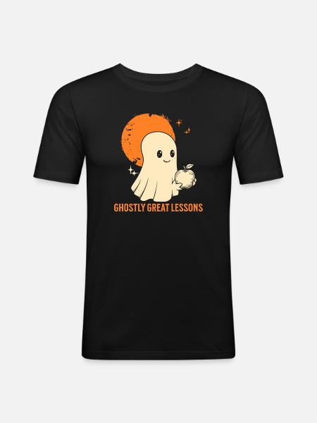 Funny Teacher Skeleton Halloween Classroom - Men's Slim Fit T-Shirt - black