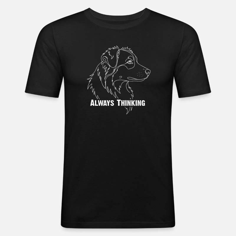 Australian Shepherd Always Thinking - Männer Slim Fit T-Shirt - Schwarz