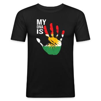 Kurdistan Kurden Handdesign mit Flagge - Männer Slim Fit T-Shirt - Schwarz - Vorne - Nik (191cm)