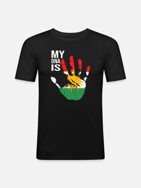 Kurdistan Kurden Handdesign mit Flagge - Männer Slim Fit T-Shirt - Schwarz
