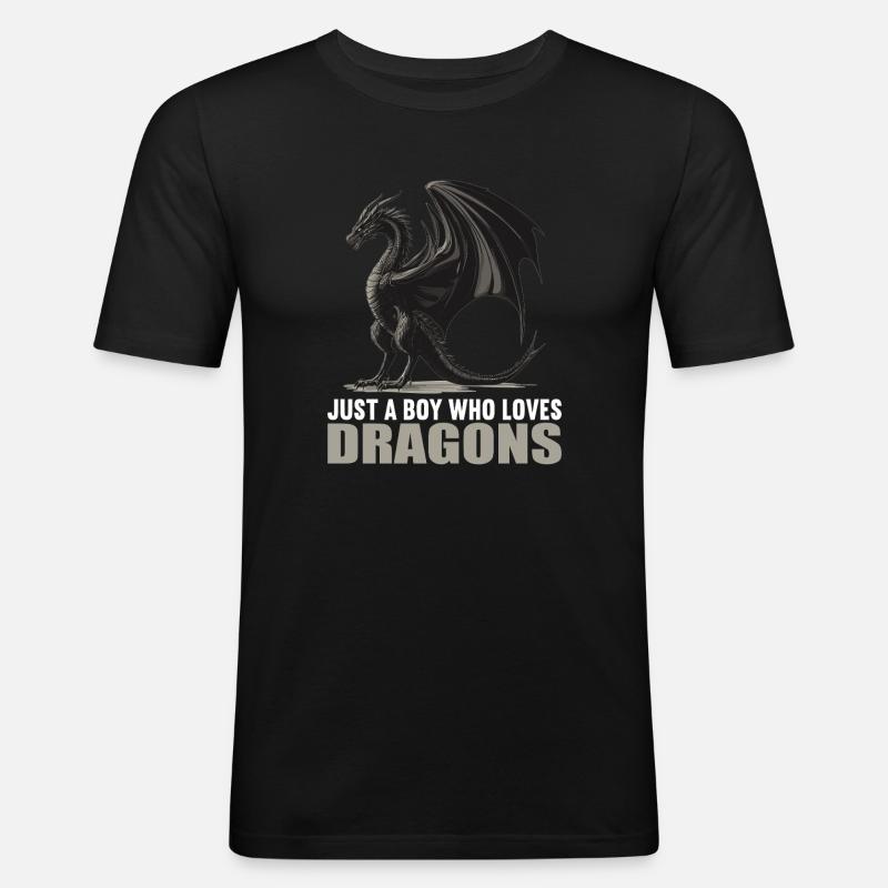 Drachen Drache - Männer Slim Fit T-Shirt - Schwarz
