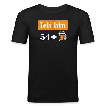 Ich bin 54 plus Bier 55. Geburtstag - Männer Slim Fit T-Shirt - Schwarz - Vorne - Nik (191cm)