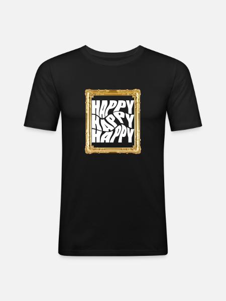 Cheerful retro lettering - Men's Slim Fit T-Shirt - black