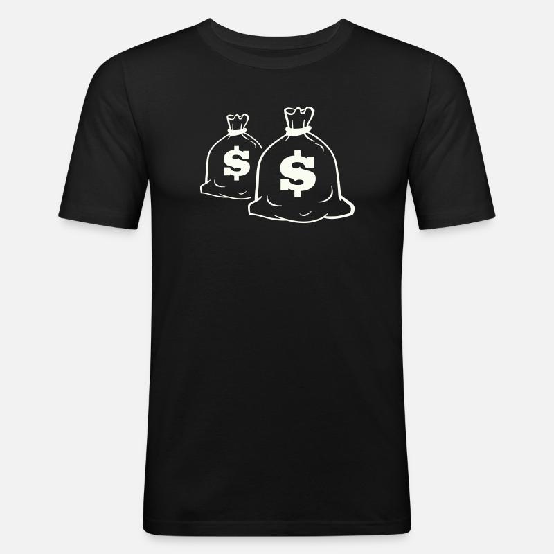 Geldsack Motiv Design - Männer Slim Fit T-Shirt - Schwarz