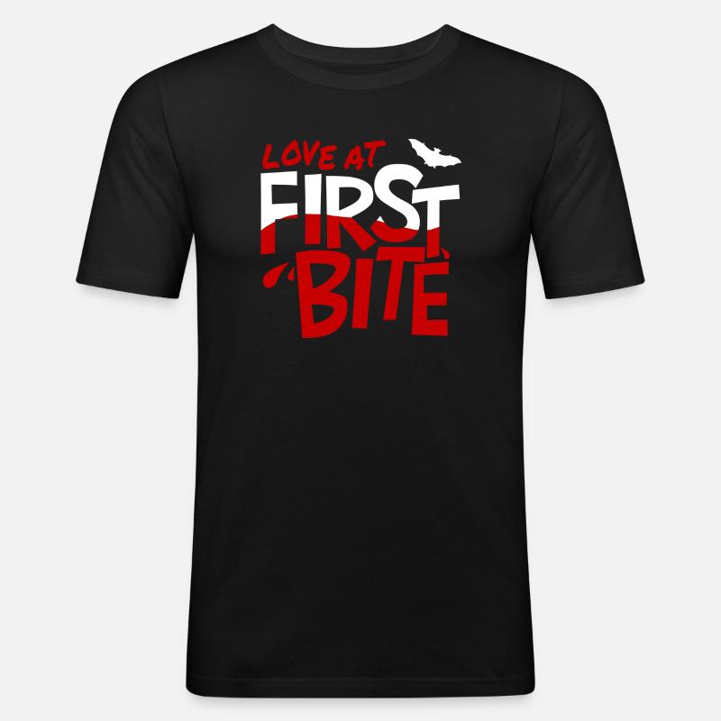 Liebe auf den ersten Biss - Männer Slim Fit T-Shirt - Schwarz
