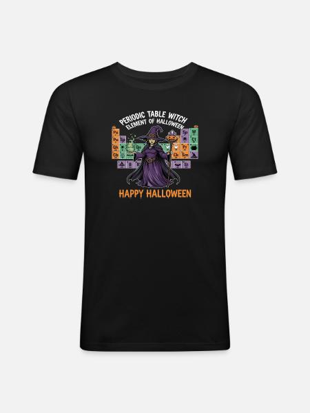 Halloween Witch and Periodic Table Design - Men's Slim Fit T-Shirt - black