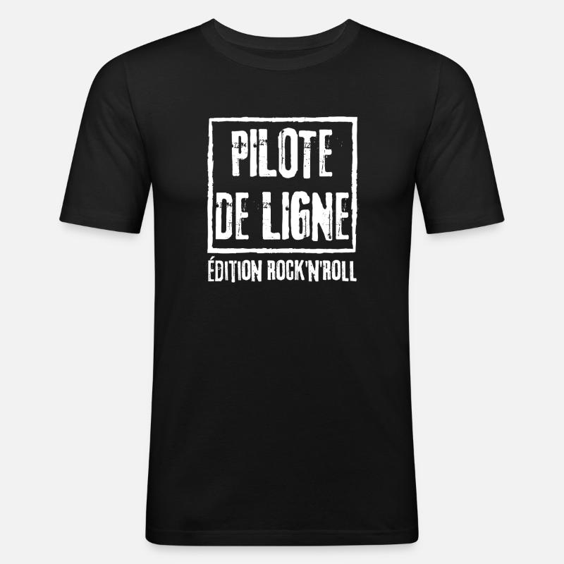 Airline Pilot Rock Edition - Männer Slim Fit T-Shirt - Schwarz