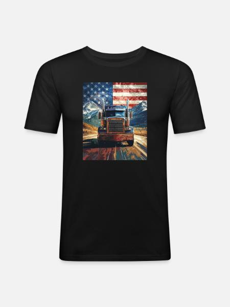 camion - T-shirt près du corps Homme - noir