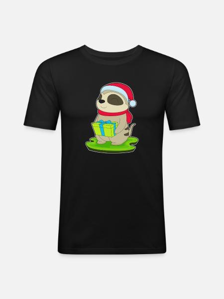 Meerkat Christmas Christmas Hat - Men's Slim Fit T-Shirt - black