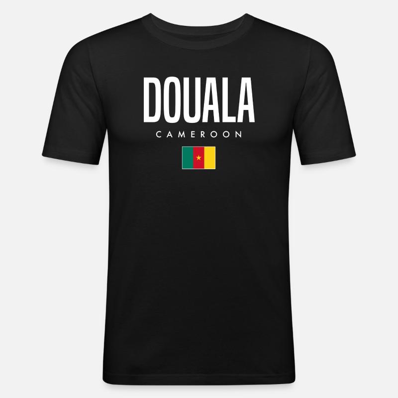 Douala Kamerun Kameruner - Männer Slim Fit T-Shirt - Schwarz