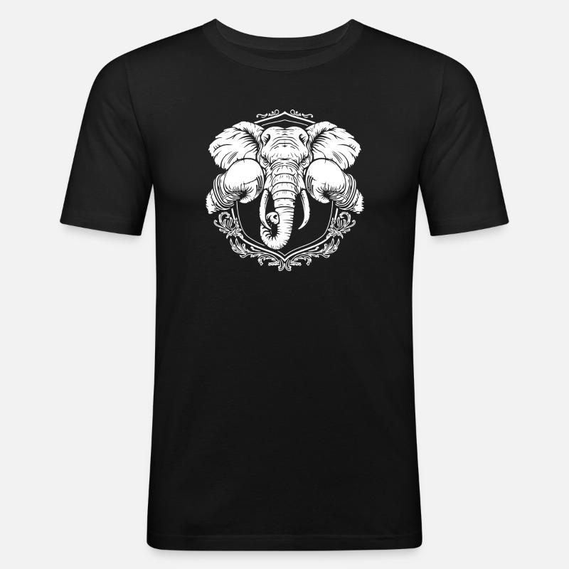 Elefant Boxer - Männer Slim Fit T-Shirt - Schwarz
