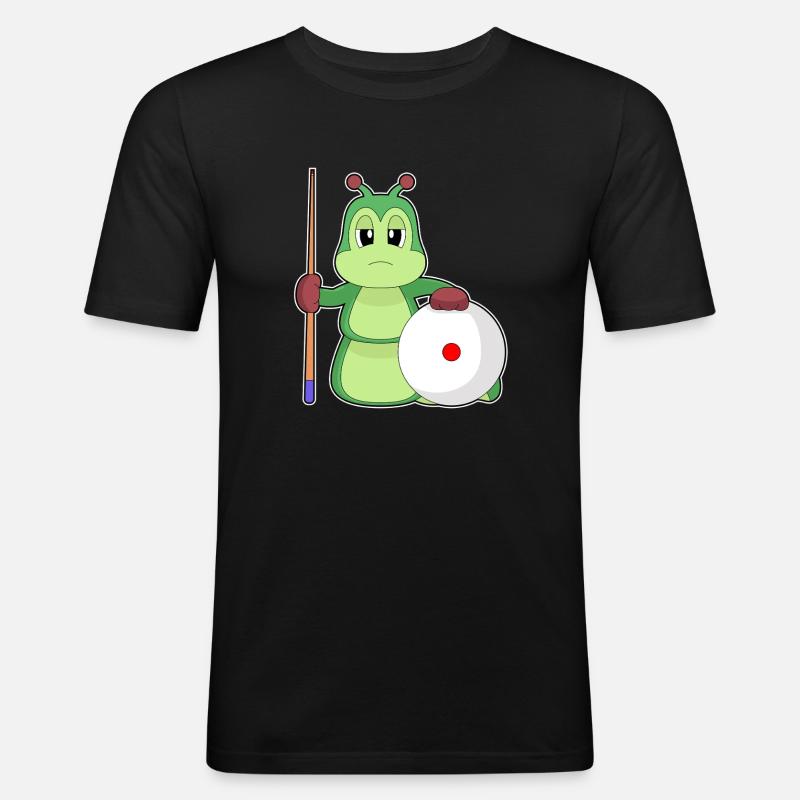 Raupe Billiard Queue - Männer Slim Fit T-Shirt - Schwarz