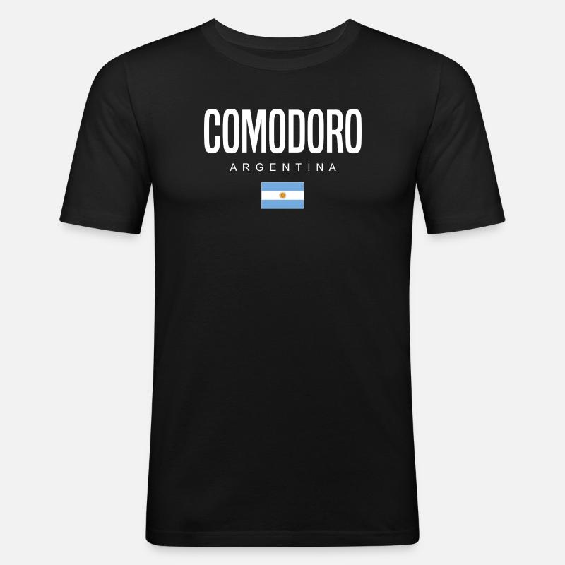 Comodoro Argentinien Argentinier - Männer Slim Fit T-Shirt - Schwarz