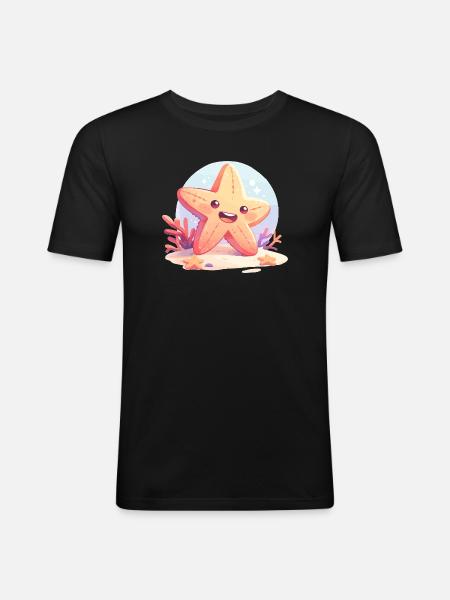 Seesterne Seestern - Männer Slim Fit T-Shirt - Schwarz