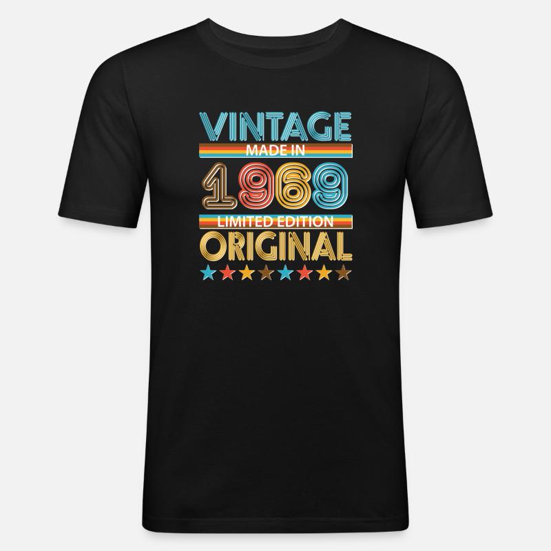 1969 - Männer Slim Fit T-Shirt - Schwarz