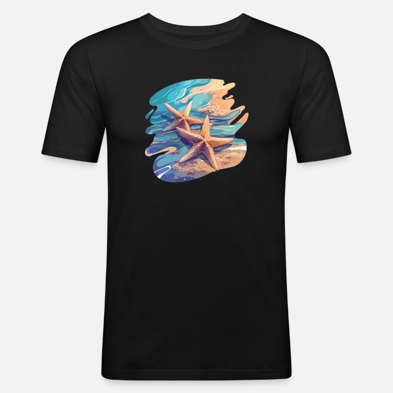 Seesterne Seestern - Männer Slim Fit T-Shirt - Schwarz