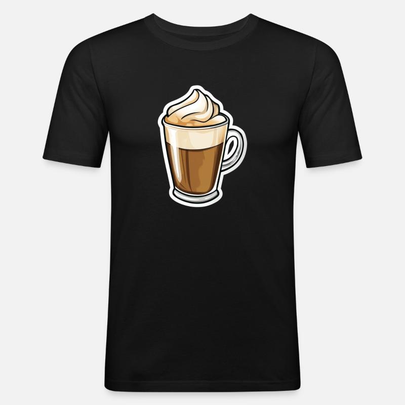 Kaffee - Männer Slim Fit T-Shirt - Schwarz