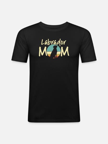 Labrador Mom Retro Sunset Design - Men's Slim Fit T-Shirt - black