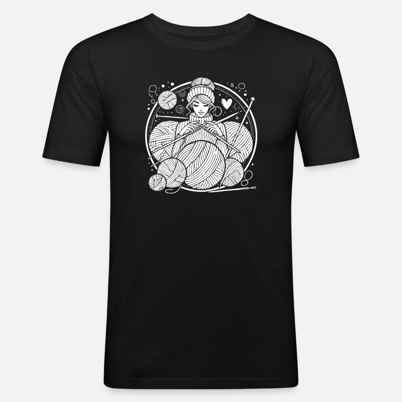 Stricken Design – Stil & Gemütlichkeit - Männer Slim Fit T-Shirt - Schwarz