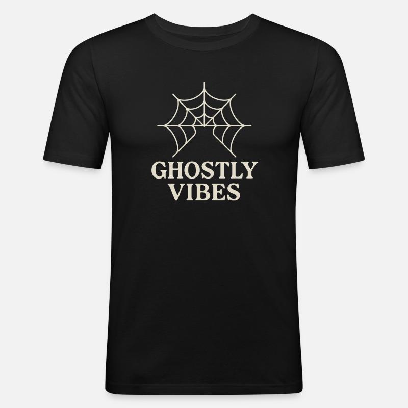 Spinnennetz Design mit Ghostly Vibes - Männer Slim Fit T-Shirt - Schwarz