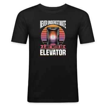 Lift peuter & kinderen - Mannen slim fit T-shirt - zwart - Voor - Nik (191cm)