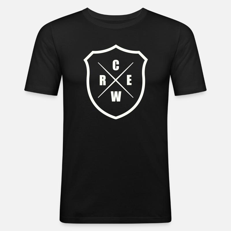 crew_wappen- - Männer Slim Fit T-Shirt - Schwarz