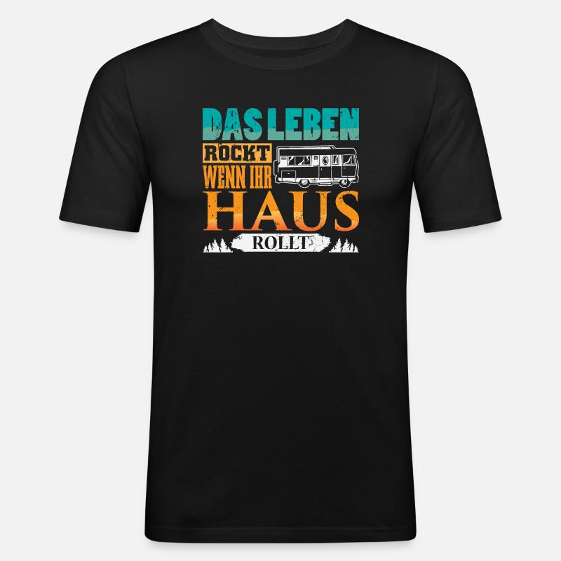 Camper Camping Wohnwagen Spruch - Männer Slim Fit T-Shirt - Schwarz