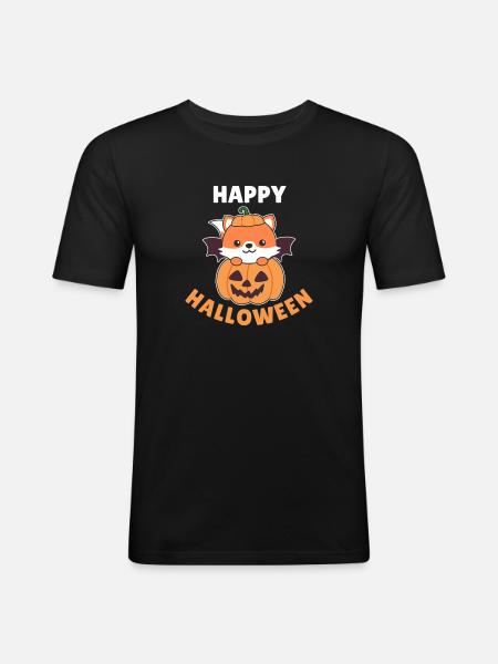 Fox Happy Halloween Pumpkin Bat Costume - Men's Slim Fit T-Shirt - black