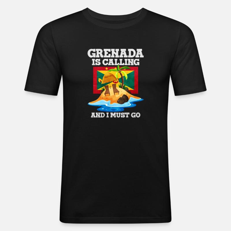 Grenada - Männer Slim Fit T-Shirt - Schwarz