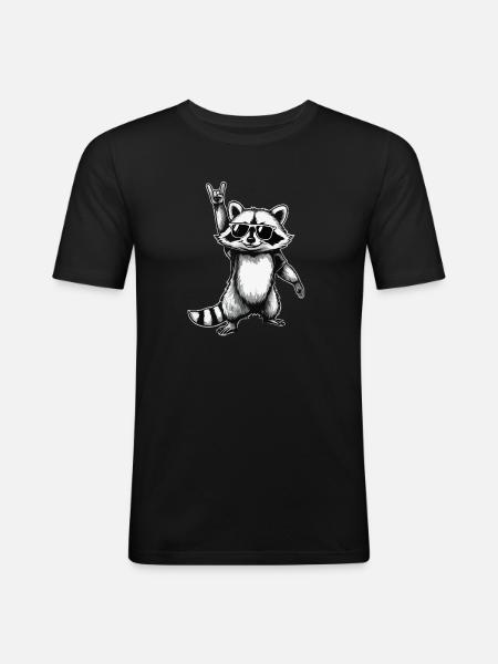 Raccoon Rock n Roll - Men's Slim Fit T-Shirt - black