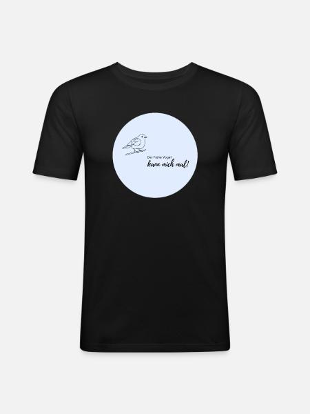 Früher Vogel Motiv auf Hellblau - Männer Slim Fit T-Shirt - Schwarz