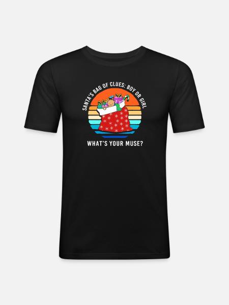 Maman enceinte Maman Noël - T-shirt près du corps Homme - noir