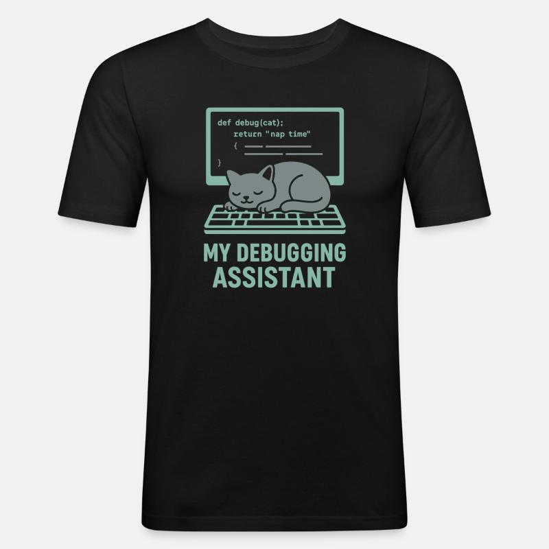 My Debugging Assistant Cat - Men's Slim Fit T-Shirt - black
