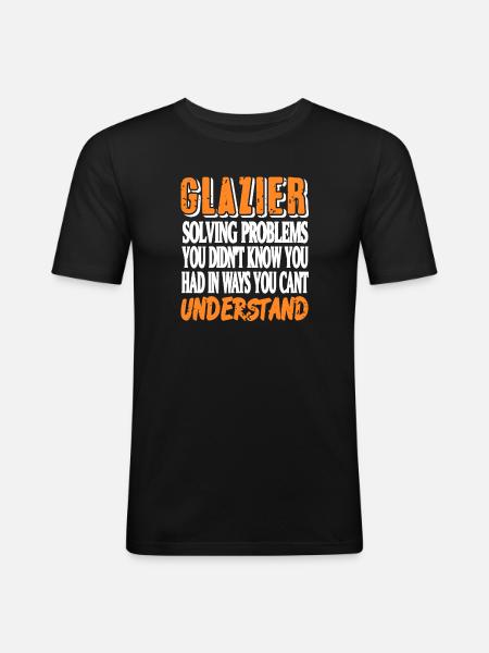 Glazier Nutritional Facts Parody Work Skill Humor - Men's Slim Fit T-Shirt - black