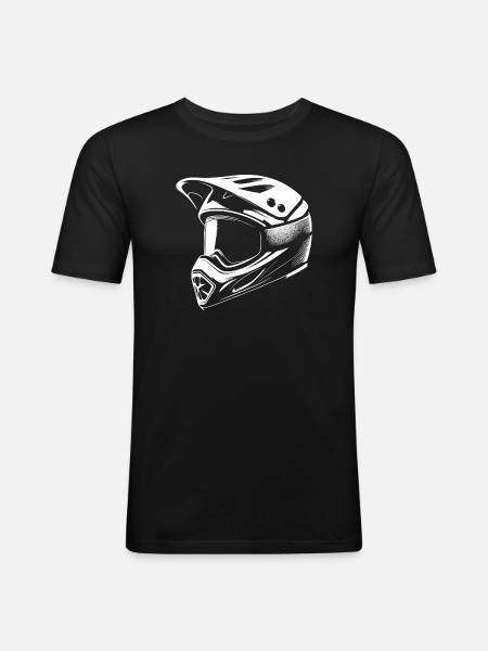 Motocross Helmet Illustration - Men's Slim Fit T-Shirt - black