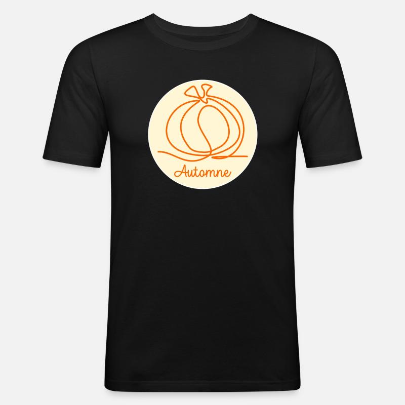 Herbstkürbis - Männer Slim Fit T-Shirt - Schwarz