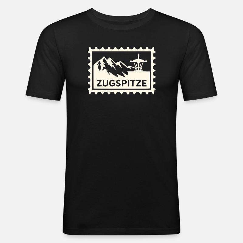 Mountain peak with cable car design - Men's Slim Fit T-Shirt - black