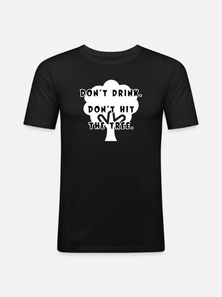 Humorous tree motif with saying - Men's Slim Fit T-Shirt - black